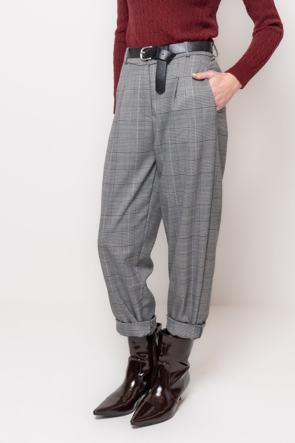 Pantaloni baggy in fantasia check