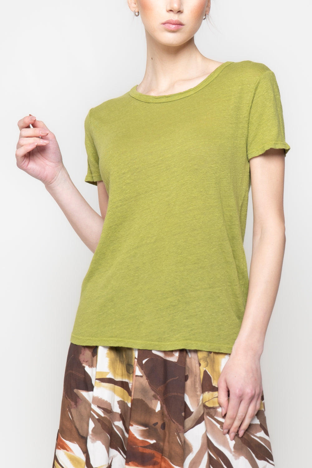 T-shirt paricollo 100% lino