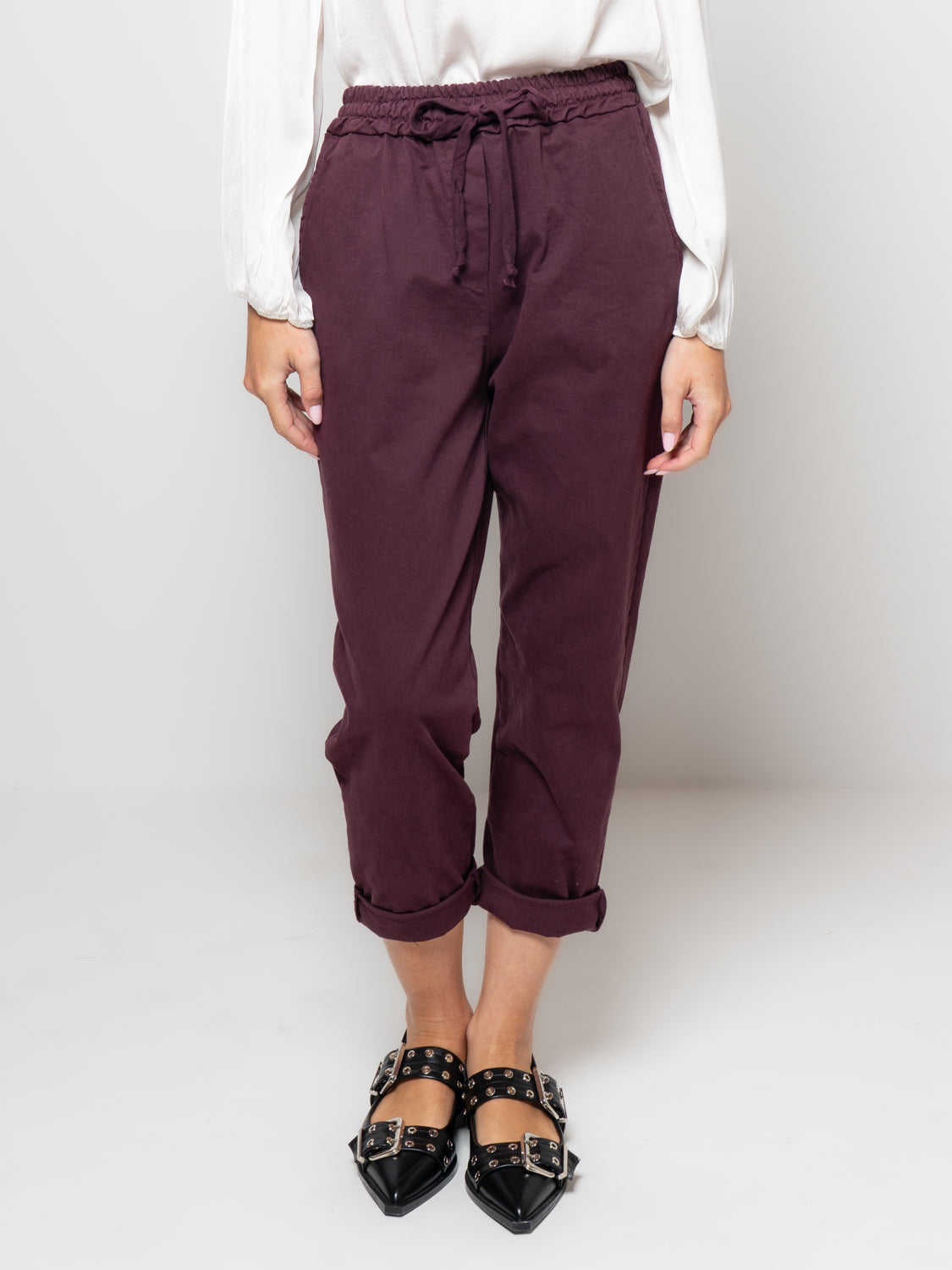 Pantalone baggy in gabardina