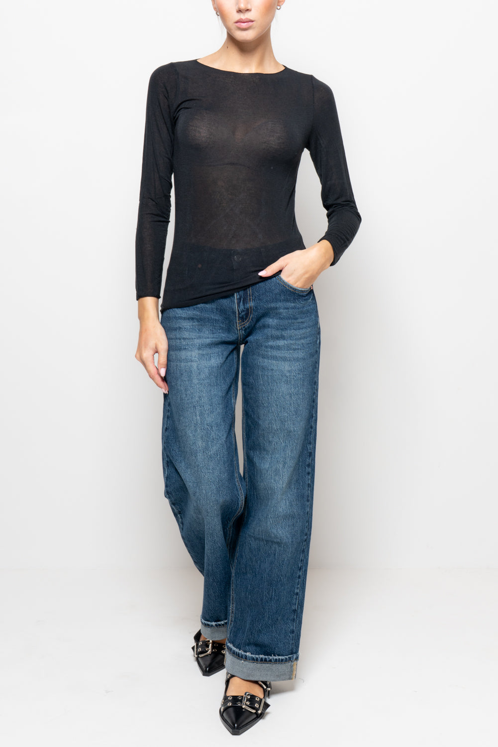 T shirt in misto cashmere