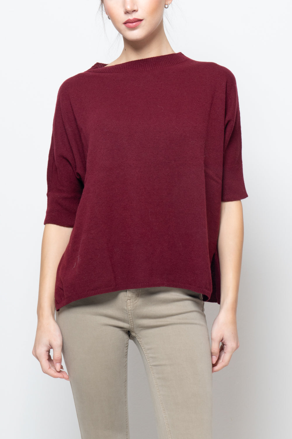Maglia misto cashmere manica corta