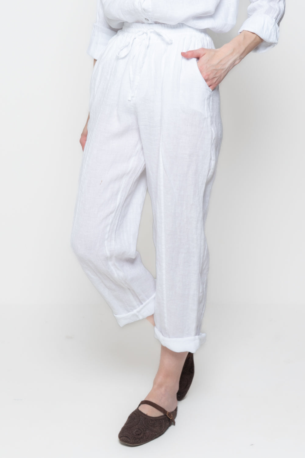 Pantaloni in Lino con Coulisse