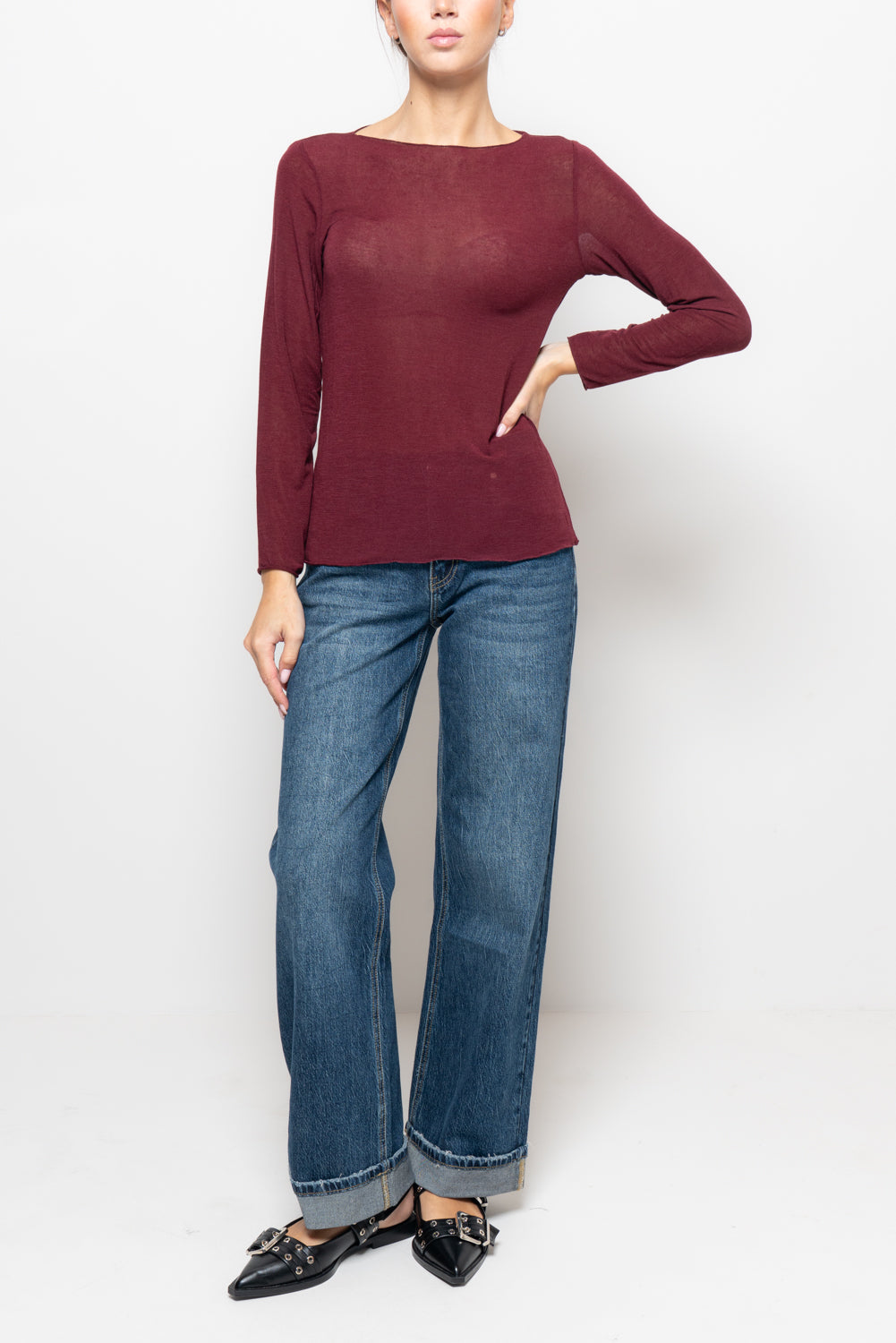 T shirt in misto cashmere