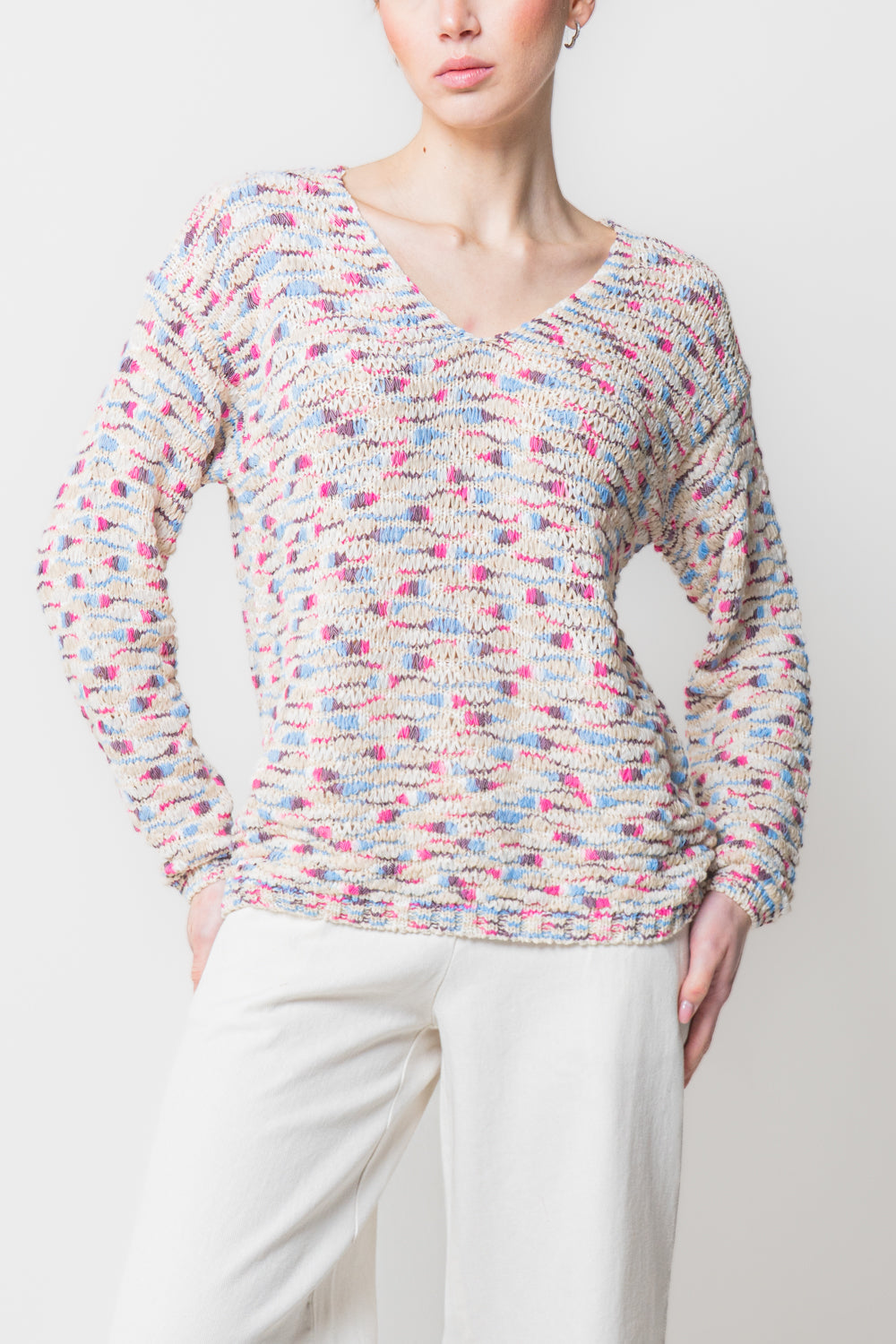 Maglia in Filato Fiammato Multicolor