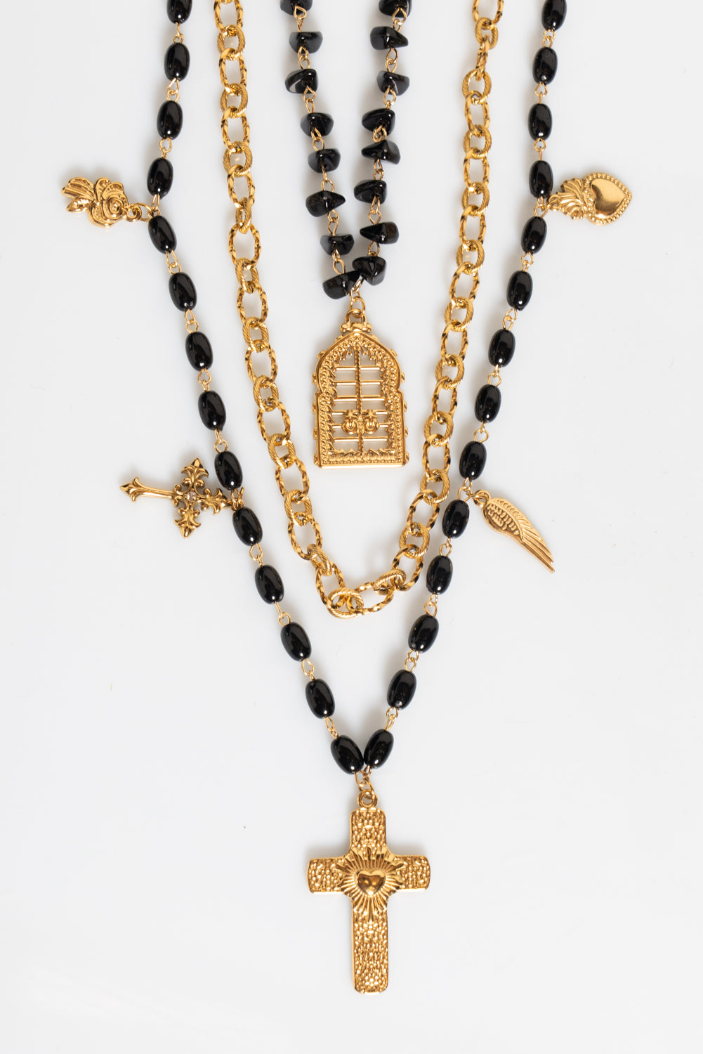 Collana multi filo con croce