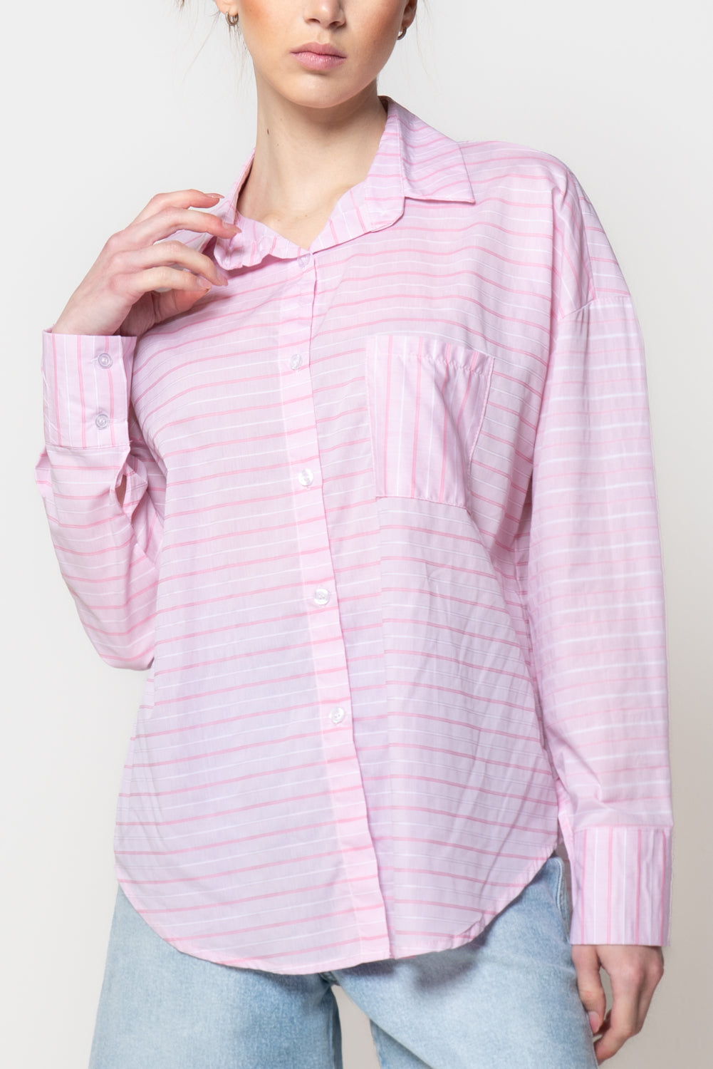 Camicia Oversize a Righe Sottili