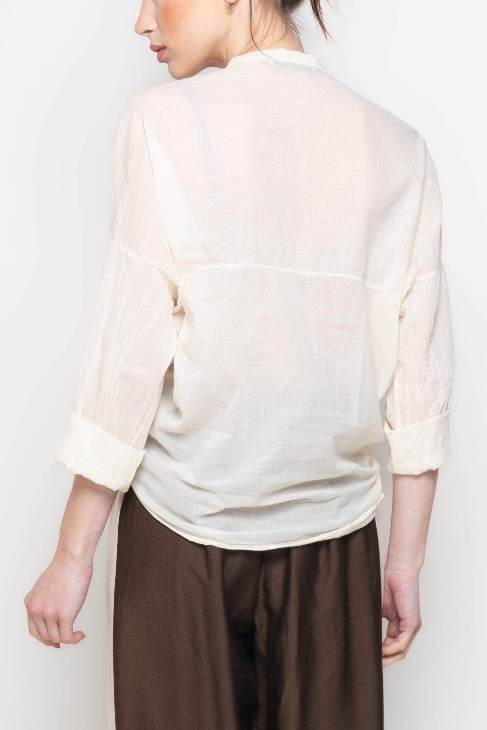 Camicia Oversize con Scollo alla coreana