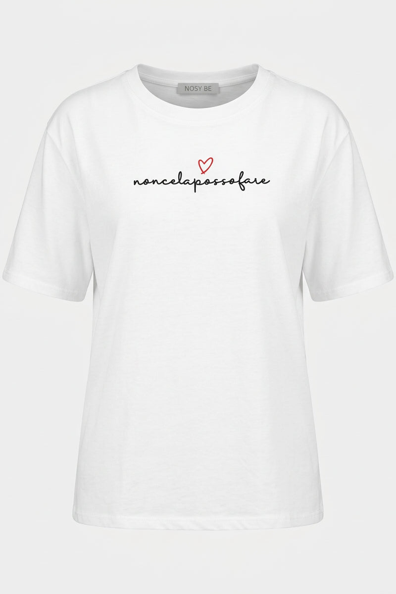 T shirt con scritta ricamata