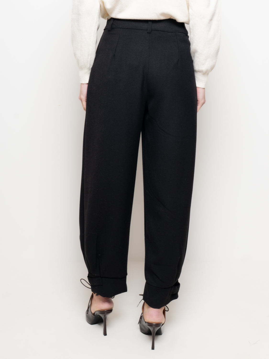 Pantalone cropped a vita alta con polsino