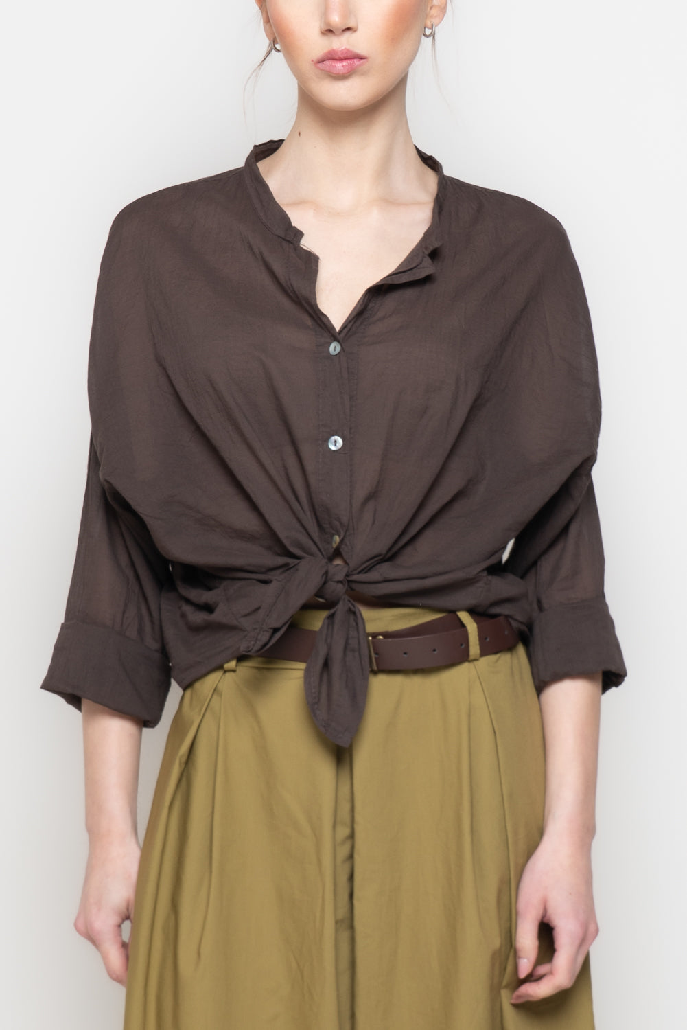 Camicia Oversize con Scollo alla coreana