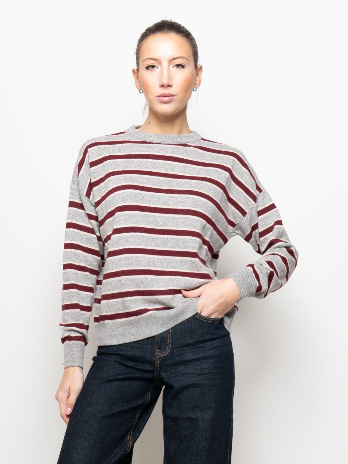 Maglia a righe misto cashmere