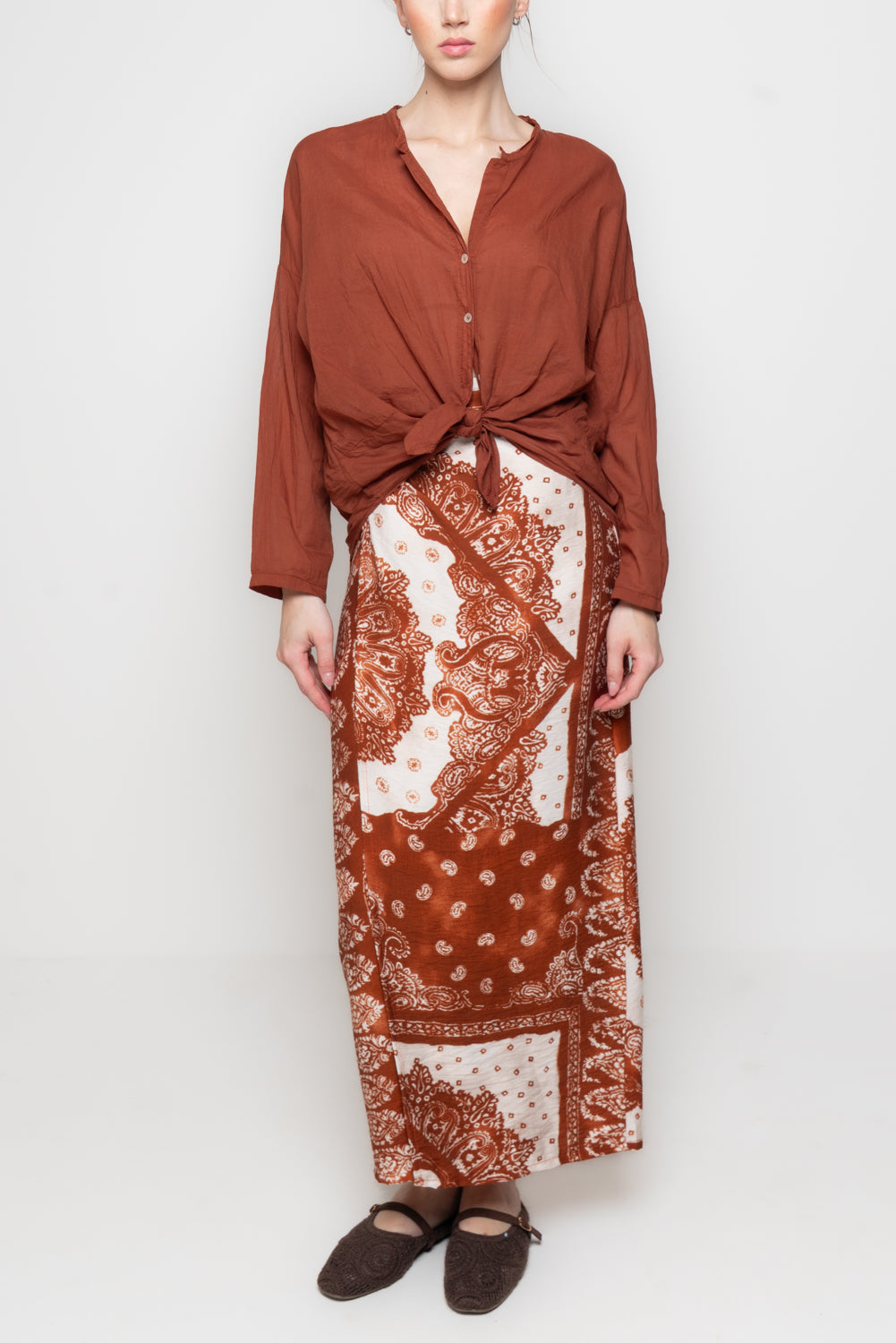 Camicia Oversize con Scollo alla coreana
