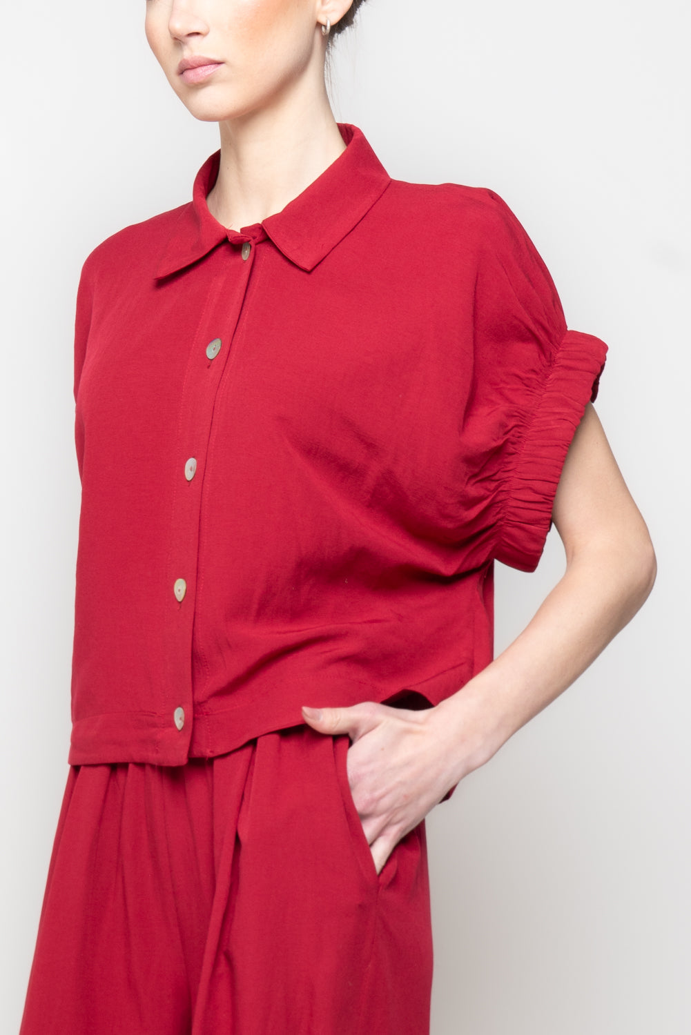 Camicia con Maniche Arricciate