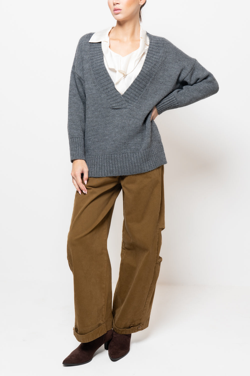 Maglia maxi scollo a V