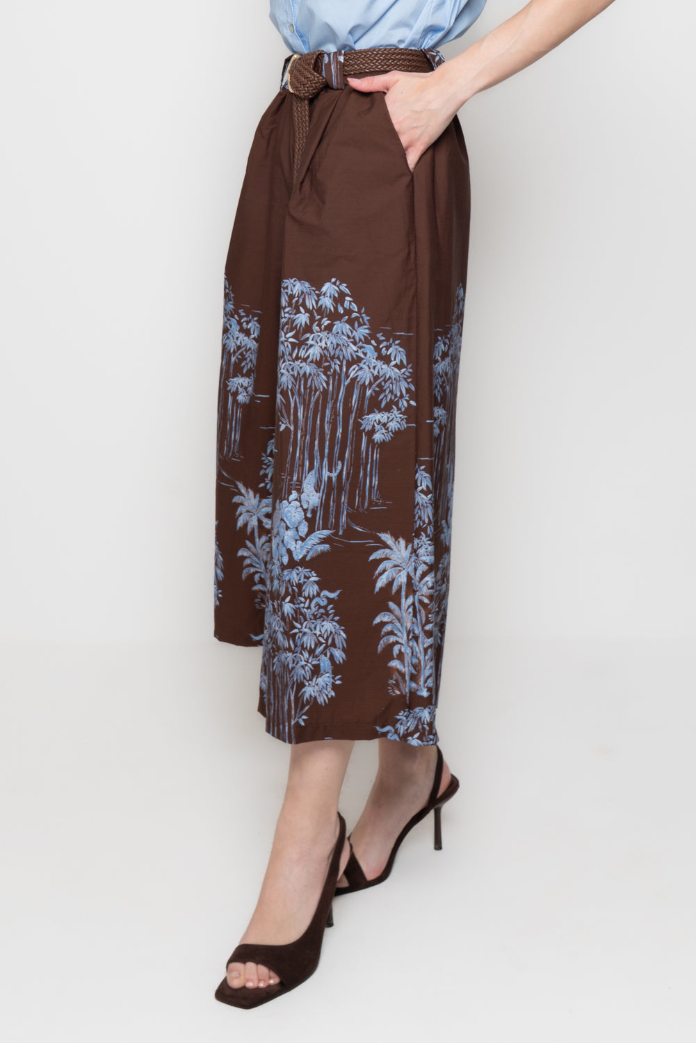 Gonna Pantalone con Stampa Tropicale