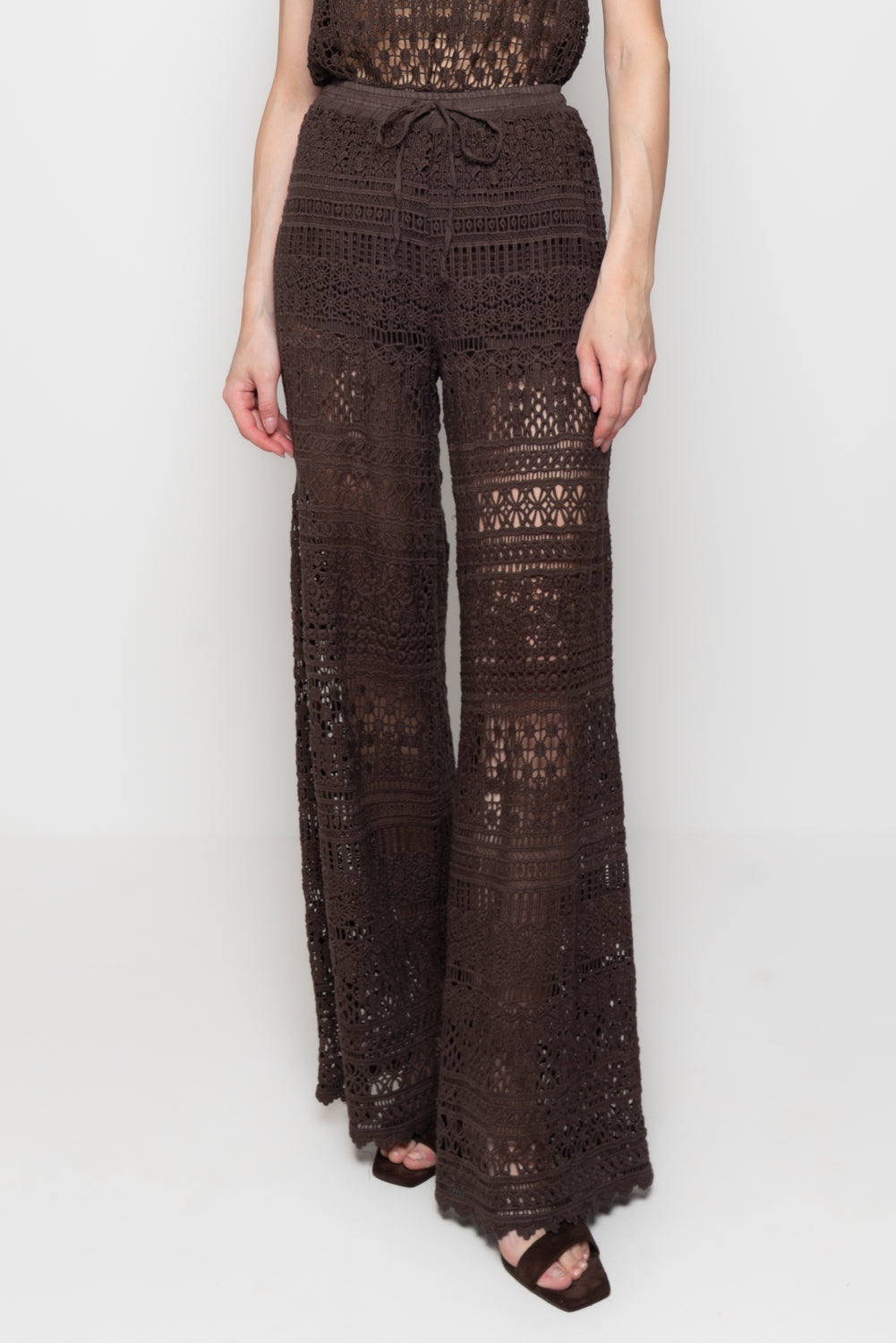 Pantalone wide in Pizzo Macramè