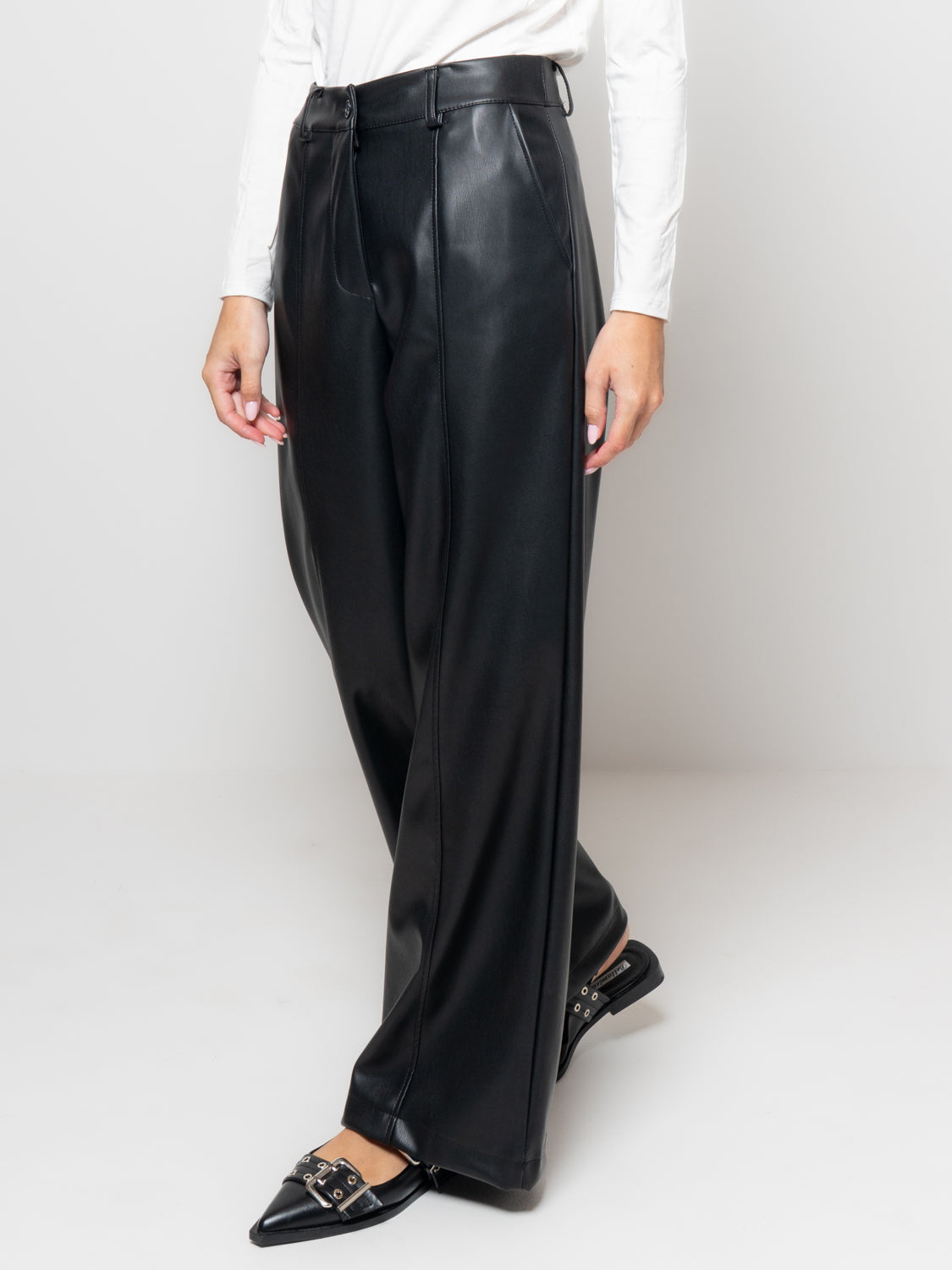 Pantalone palazzo in similpelle