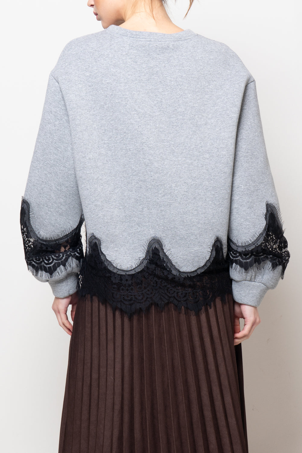 Felpa con inserti in pizzo