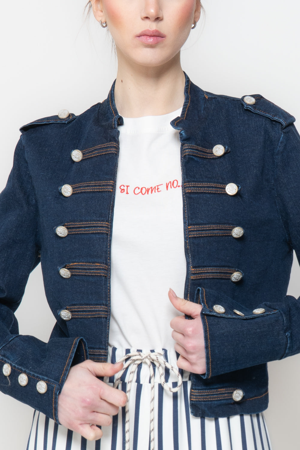 Giacca in Denim in Stile Napoleone