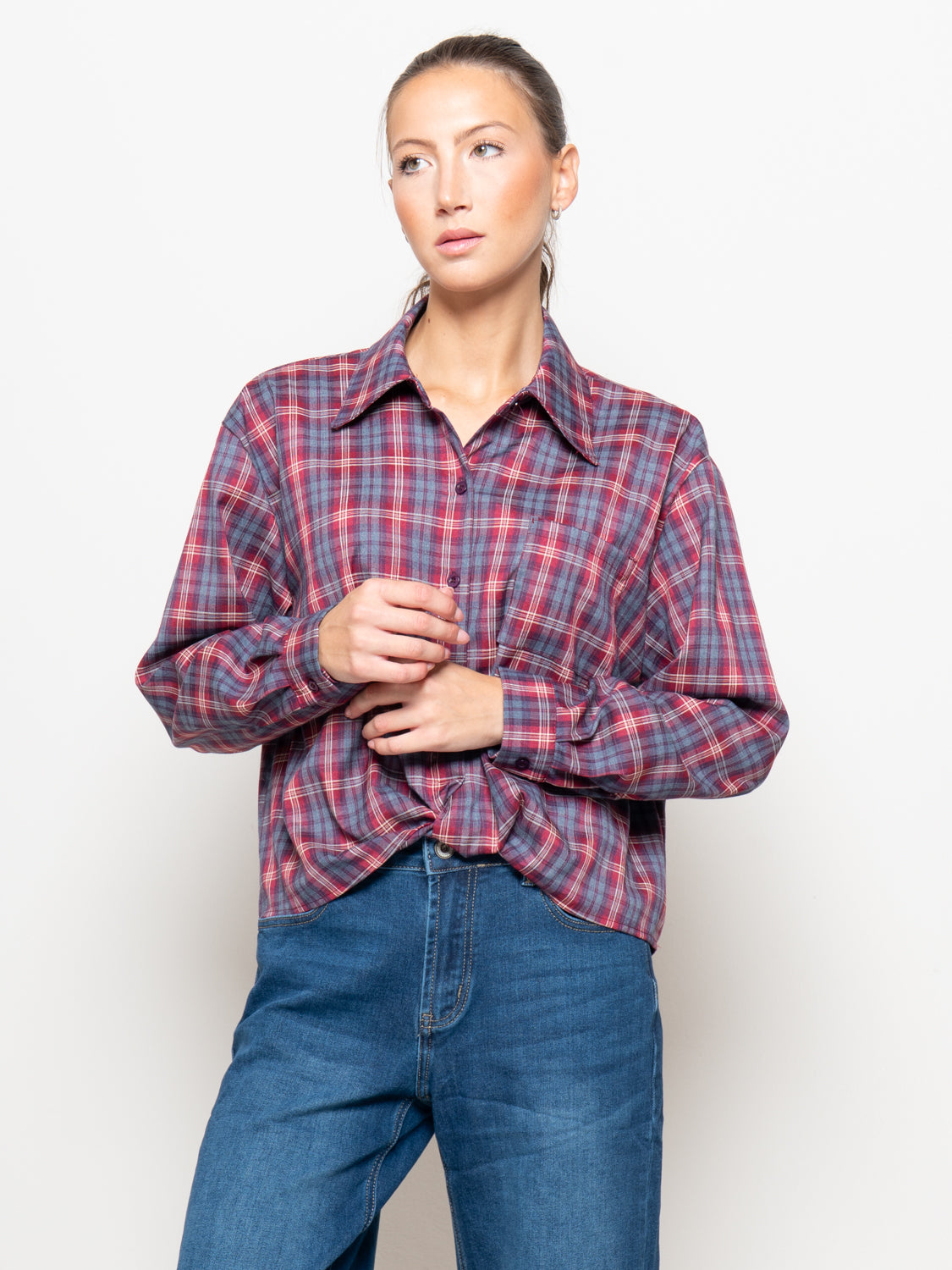 Camicia flanella check con taschino