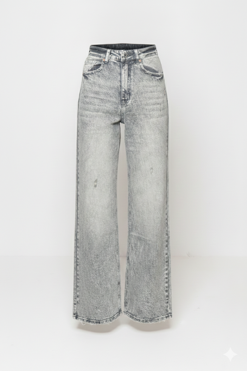 Jeans wide lavaggio sdrucito