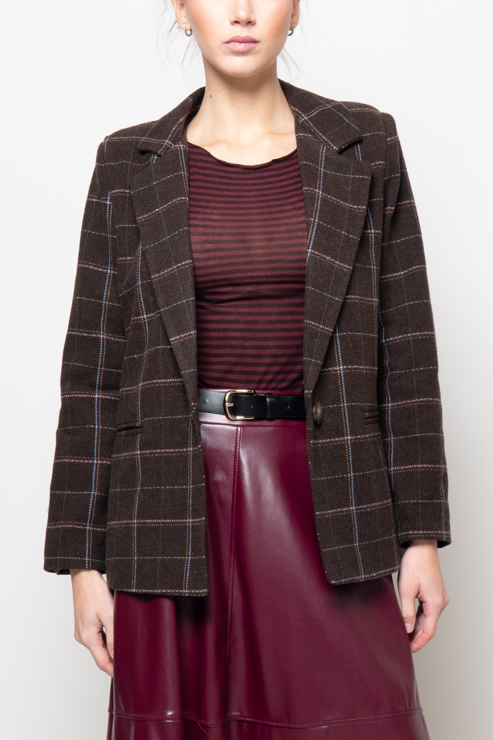 Giacca tartan monopetto