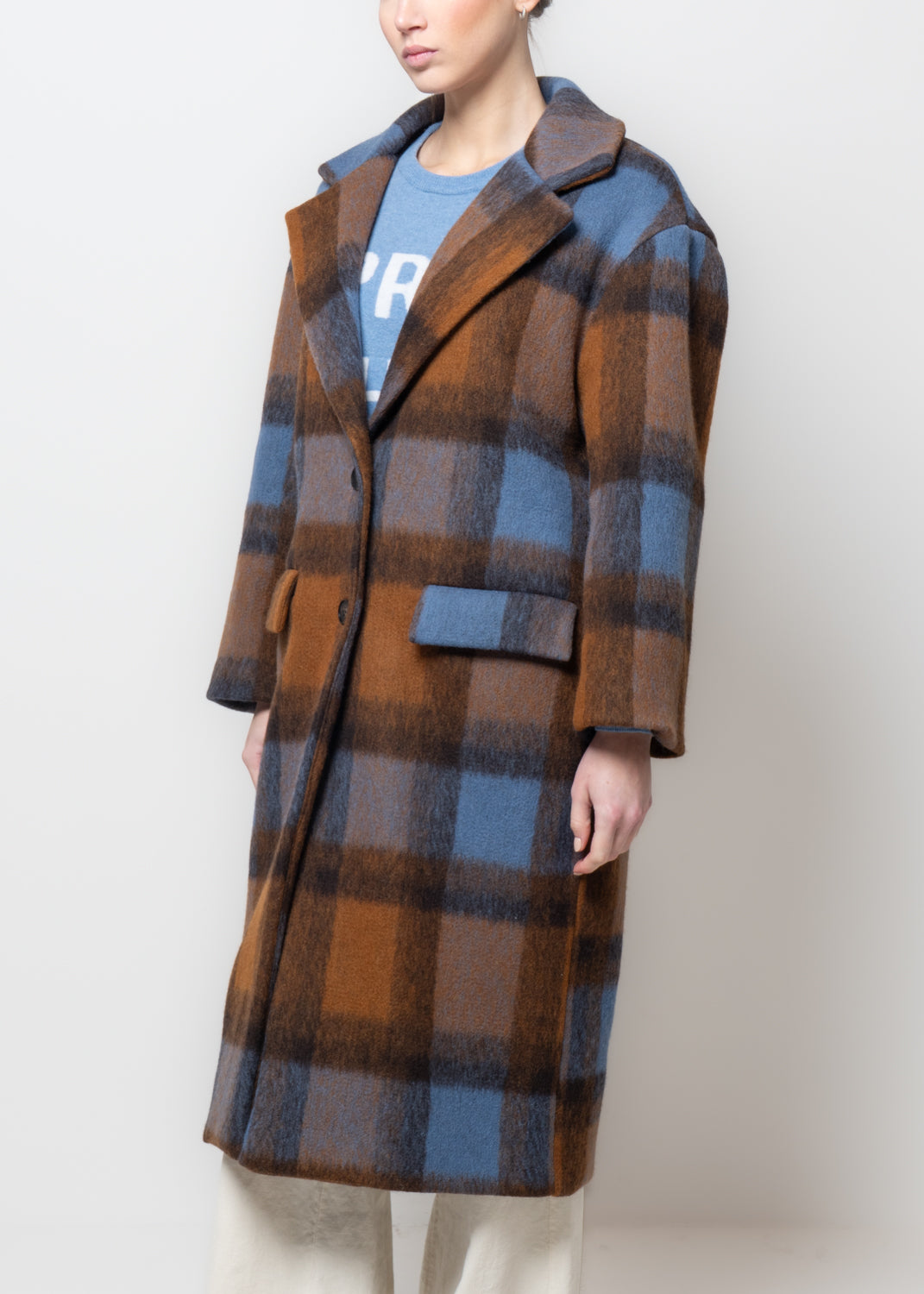 Cappotto tartan in lana cotta