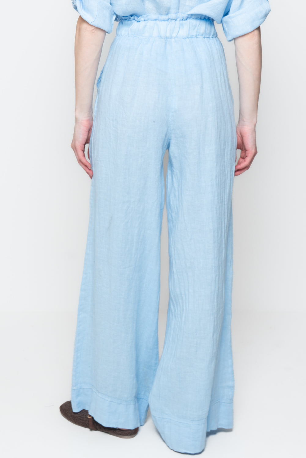 Pantaloni Palazzo in Lino con Pinces
