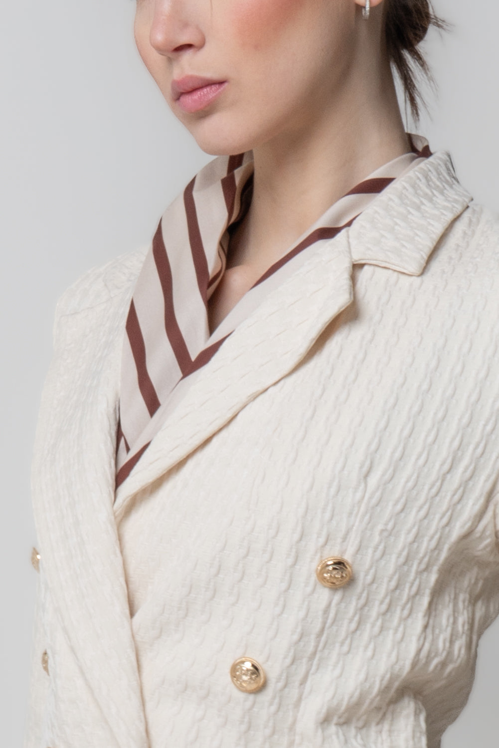 Blazer Strutturato Operato Bianco