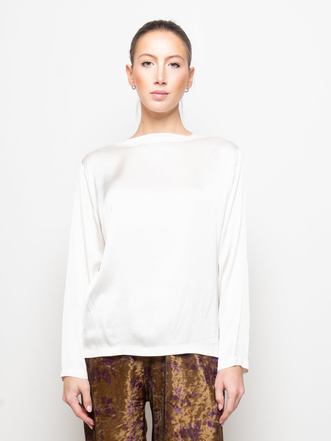 T-shirt maniche lunghe in satin