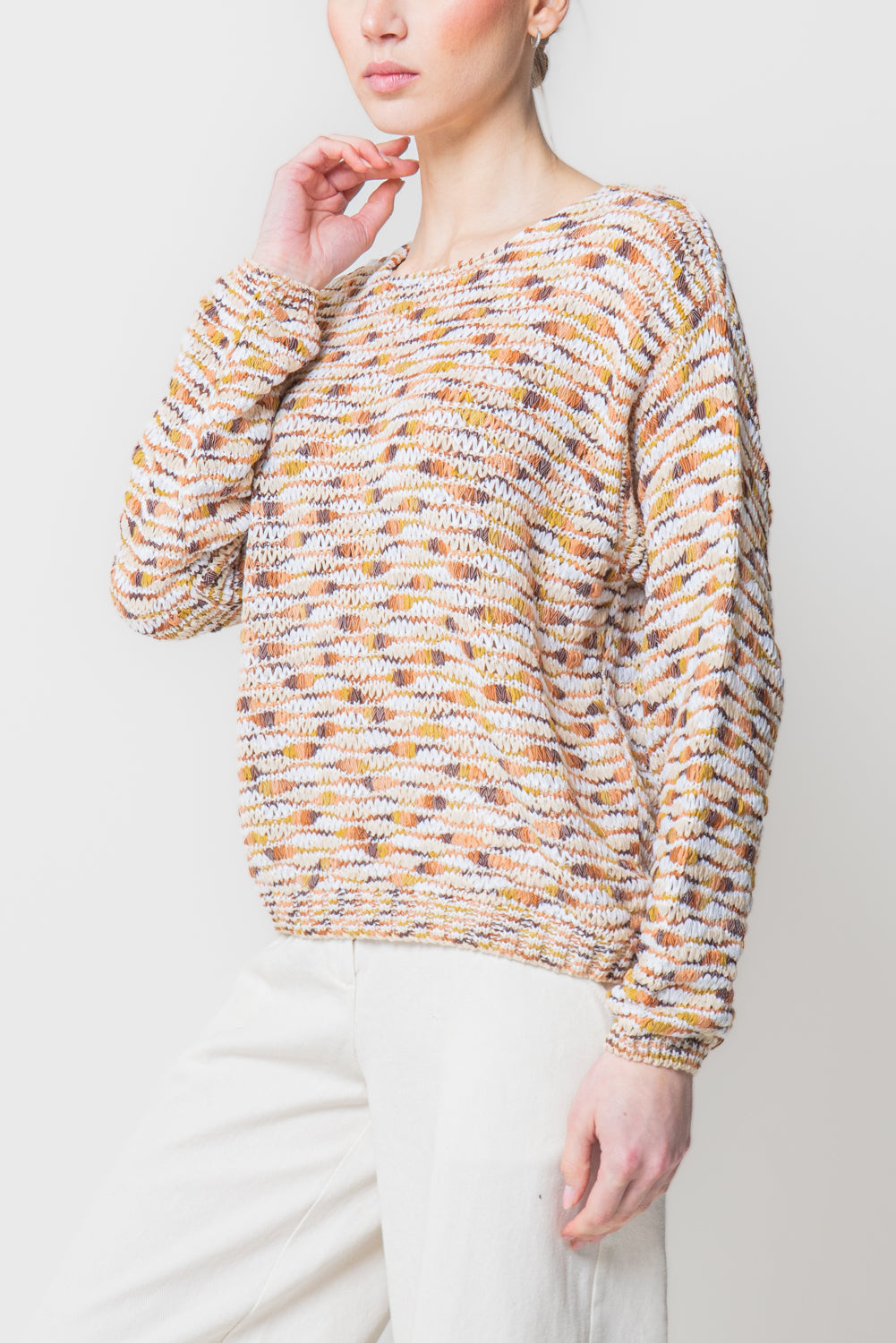 Maglia Girocollo in Filato Fiammato Multicolor