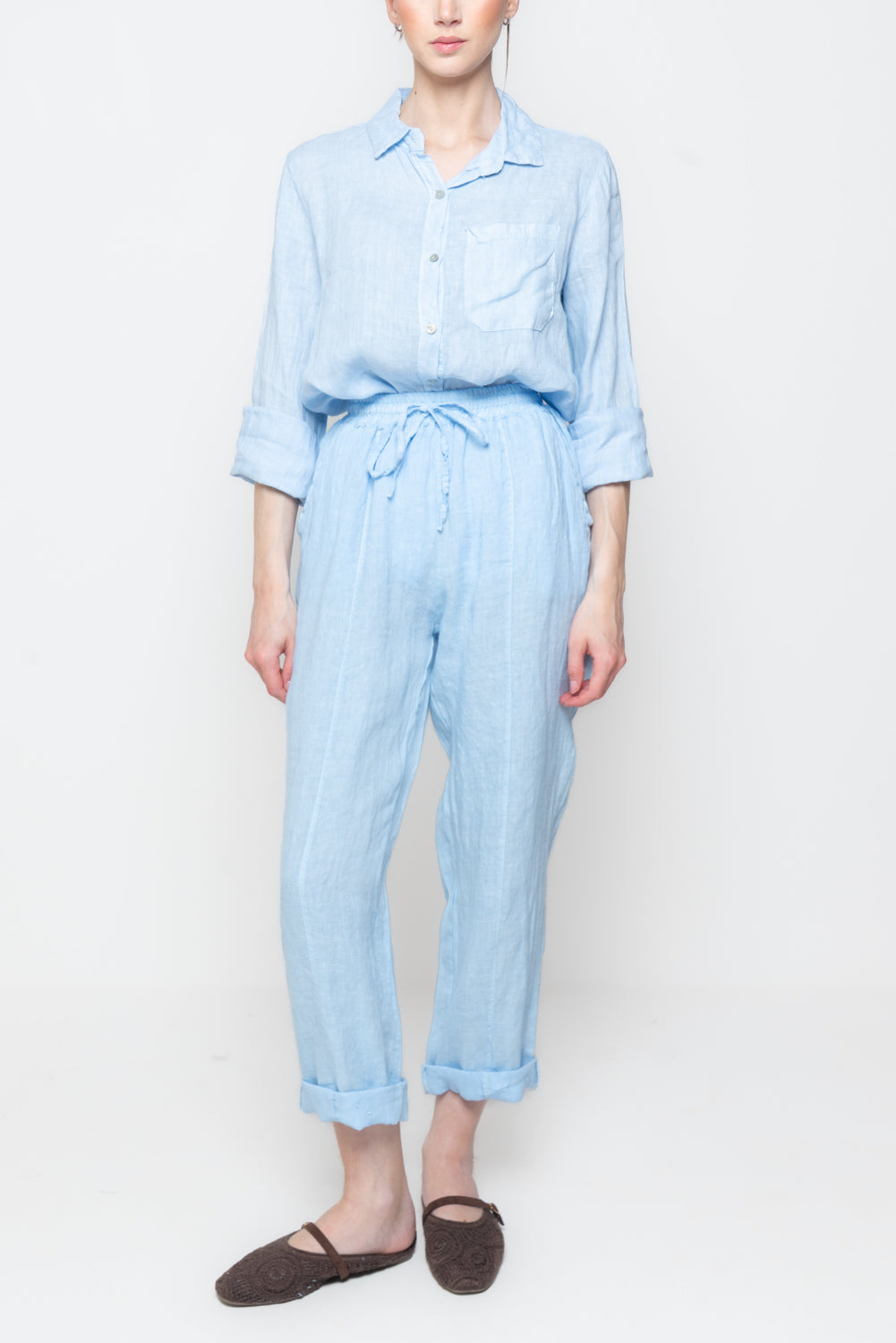 Pantaloni in Lino con Coulisse