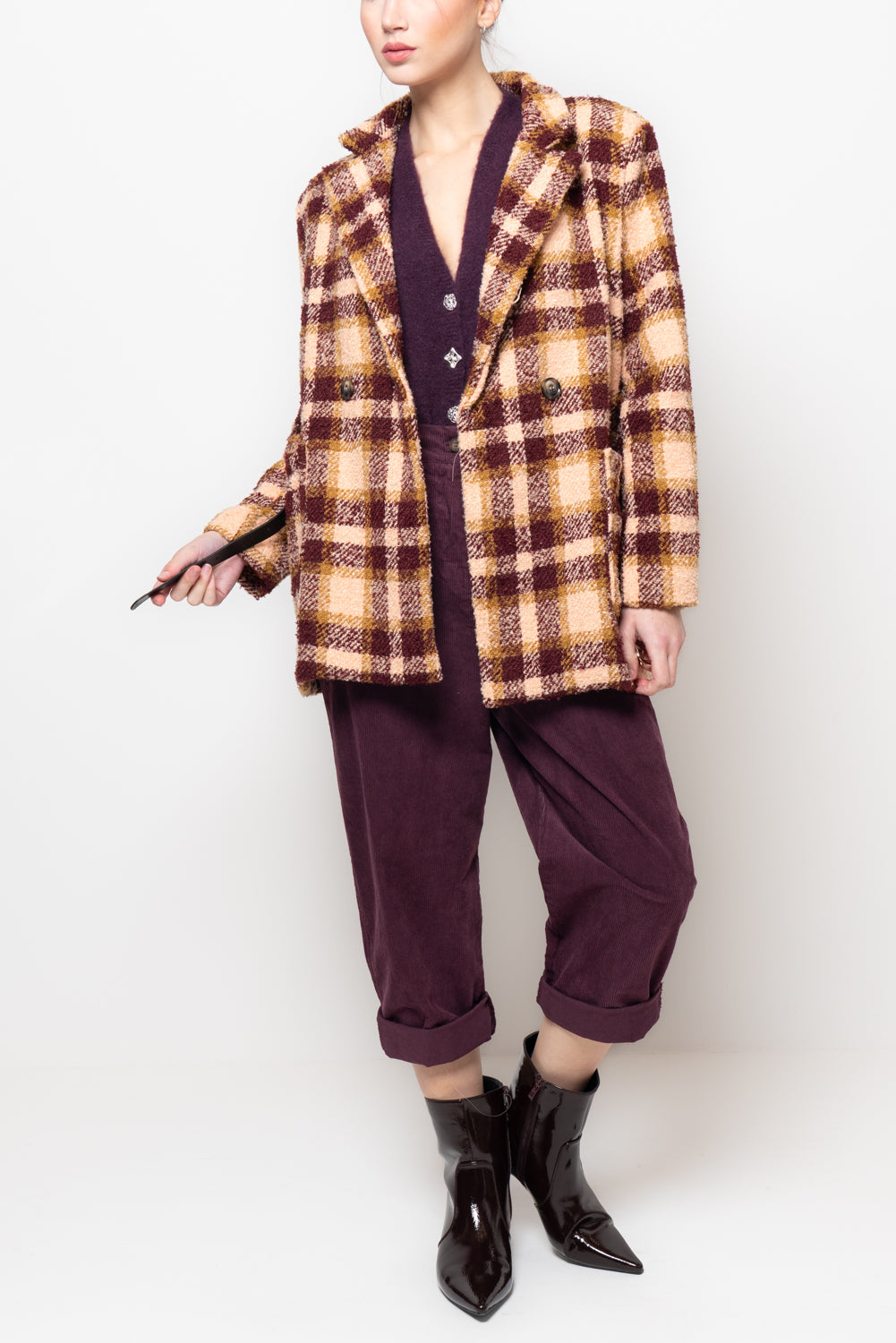 Giacca bouclé a quadri