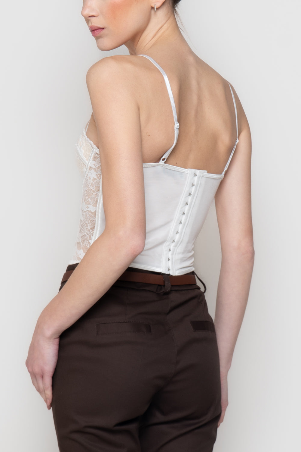 Top Bustier in Pizzo con Stecche e Stringhe