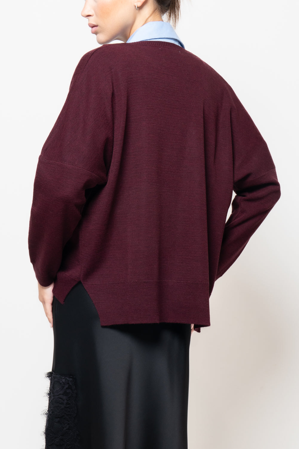 Cardigan in misto lana con spacchi