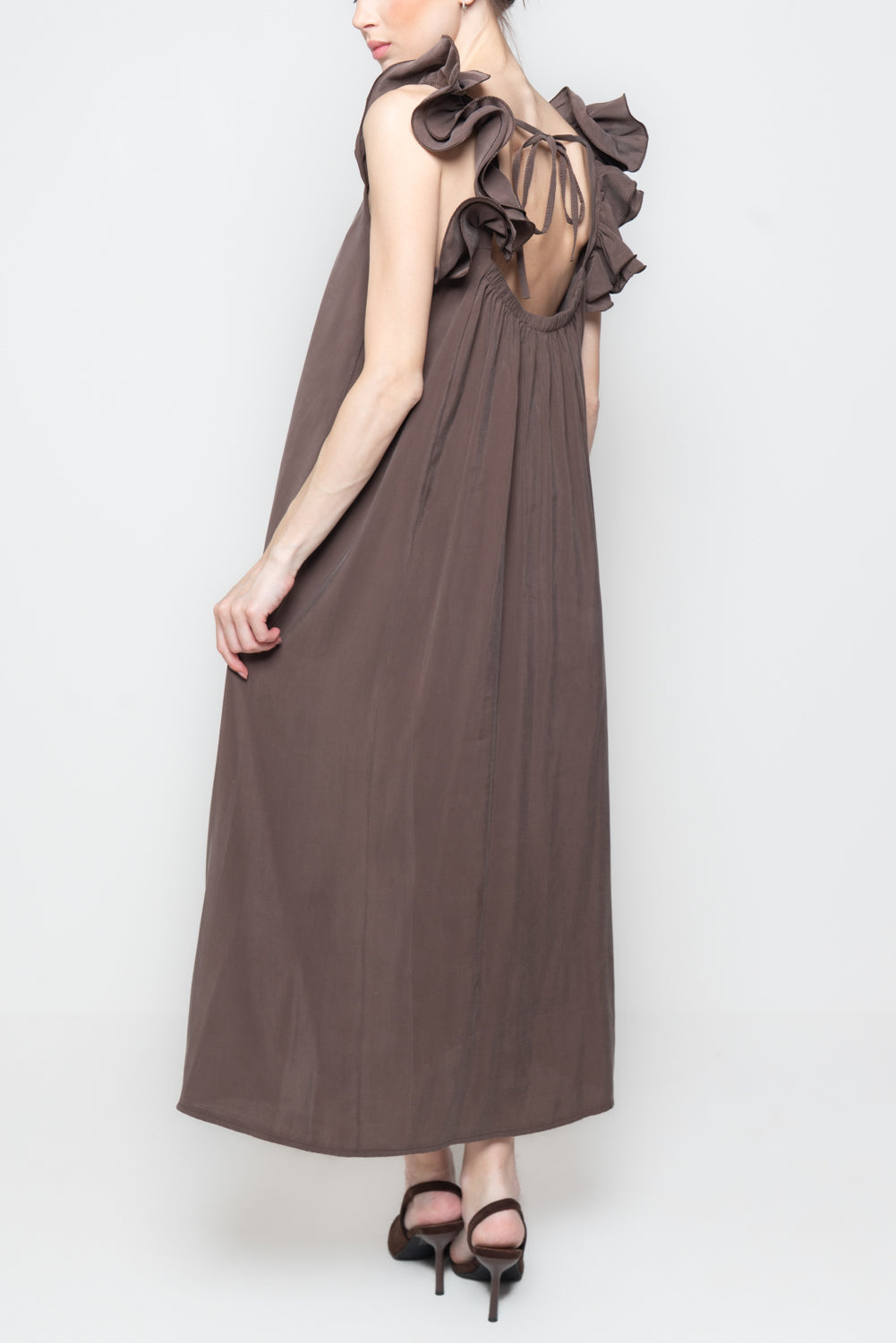 Abito Midi con Spalline a Balze