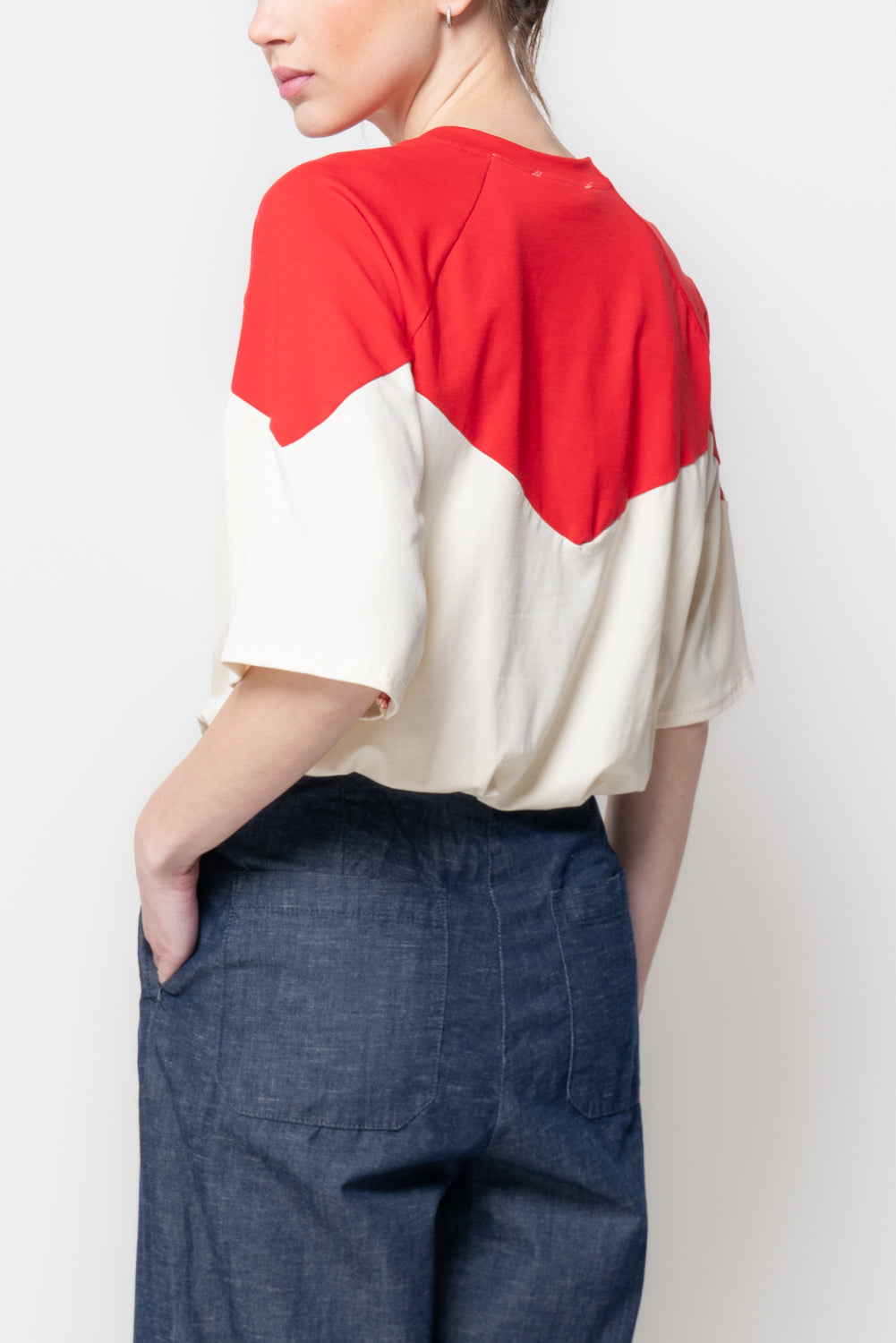 T-shirt Bicolore a Intarsio