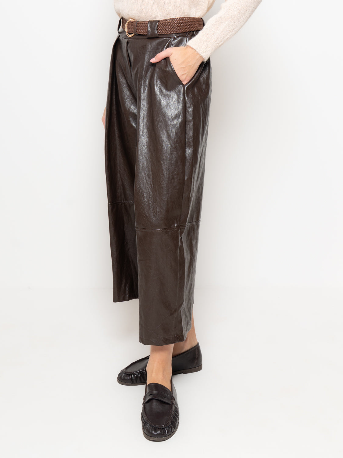Pantaloni barrel in similpelle