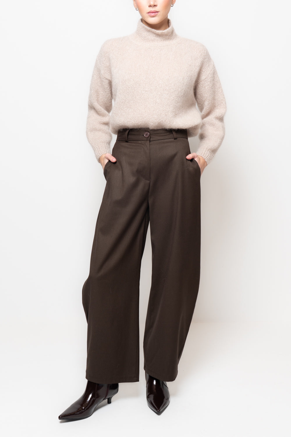 Pantalone barrel gessato