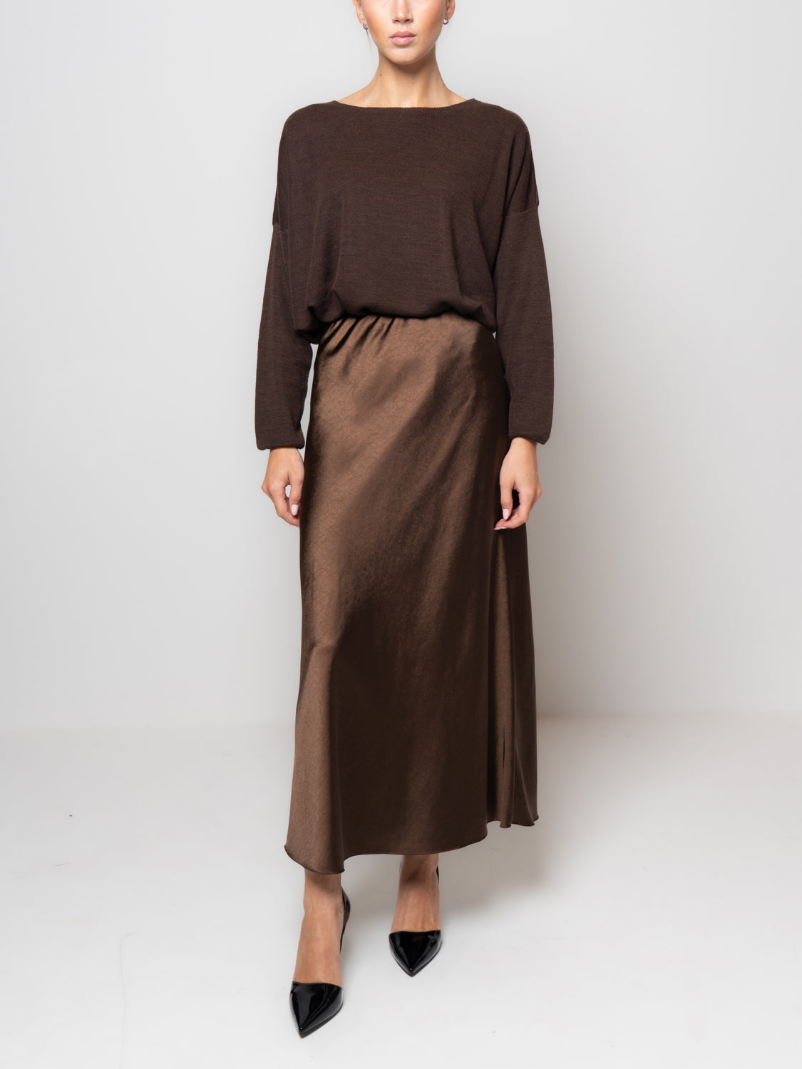 Gonna in satin lunga