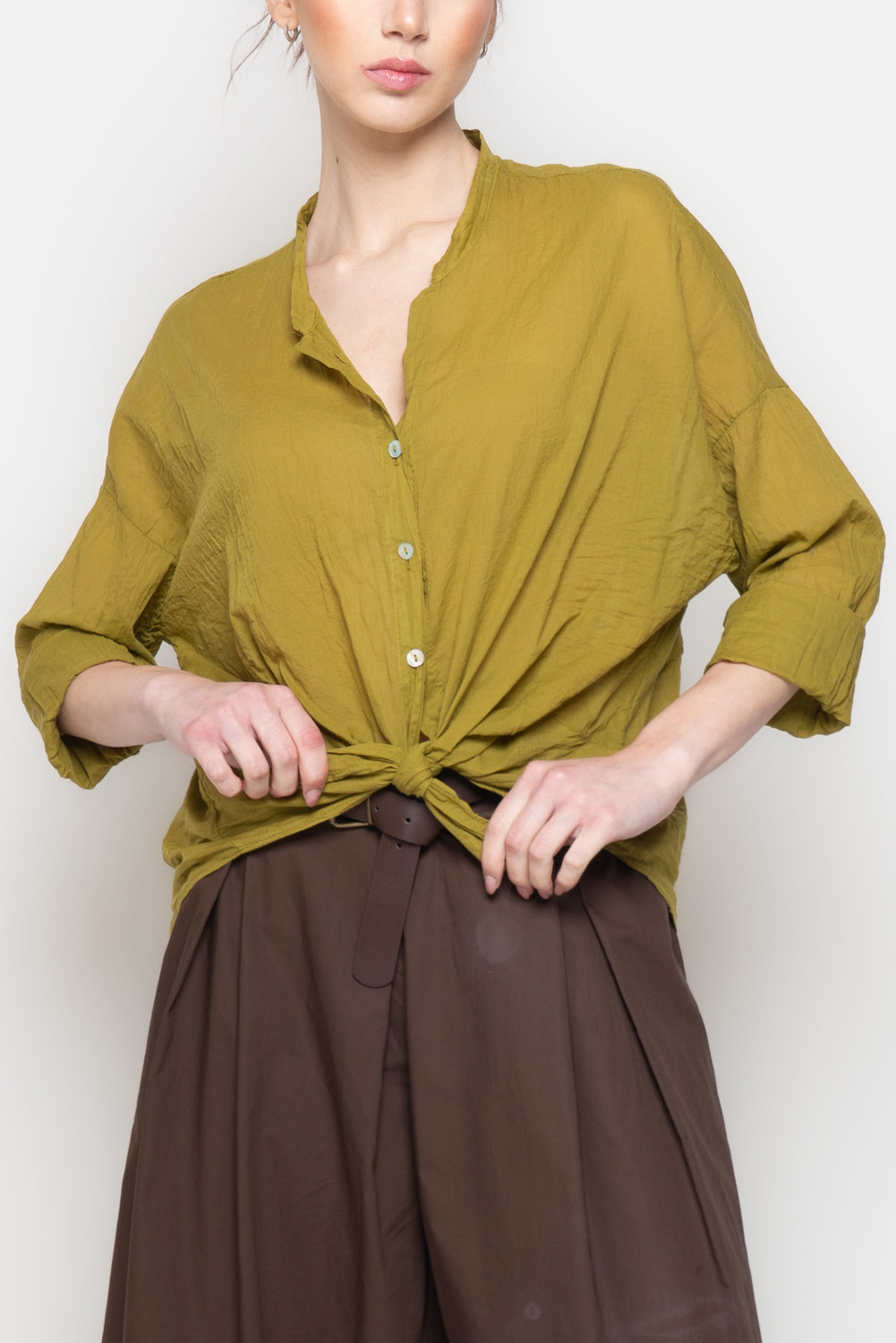 Camicia Oversize con Scollo alla coreana