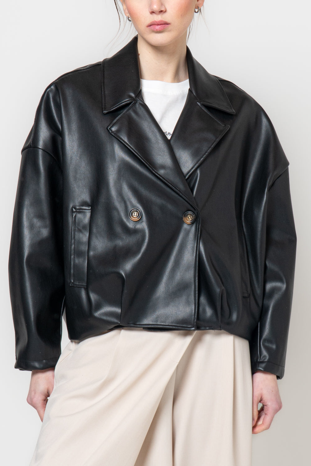 Bomber doppiopetto in similpelle