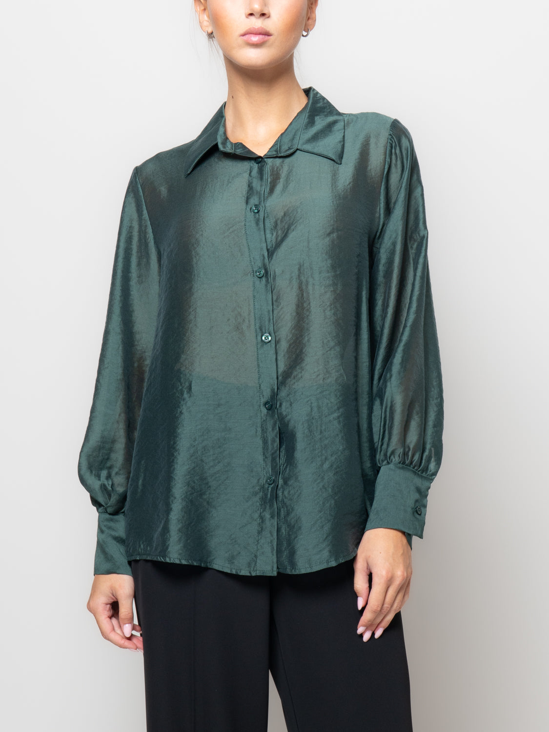 Camicia in tencel con manica volume