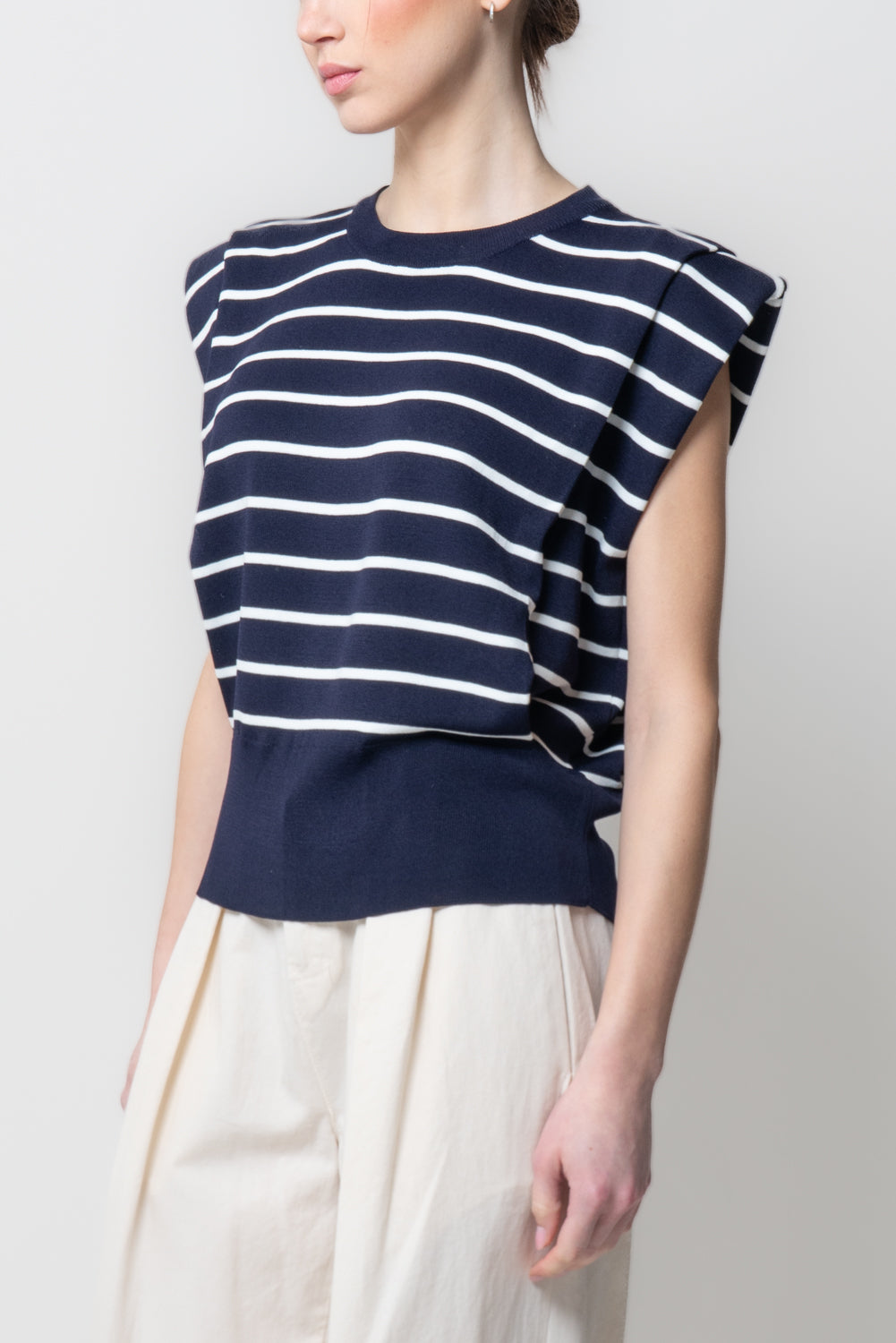 Maglia a Righe con Spalline Imbottite