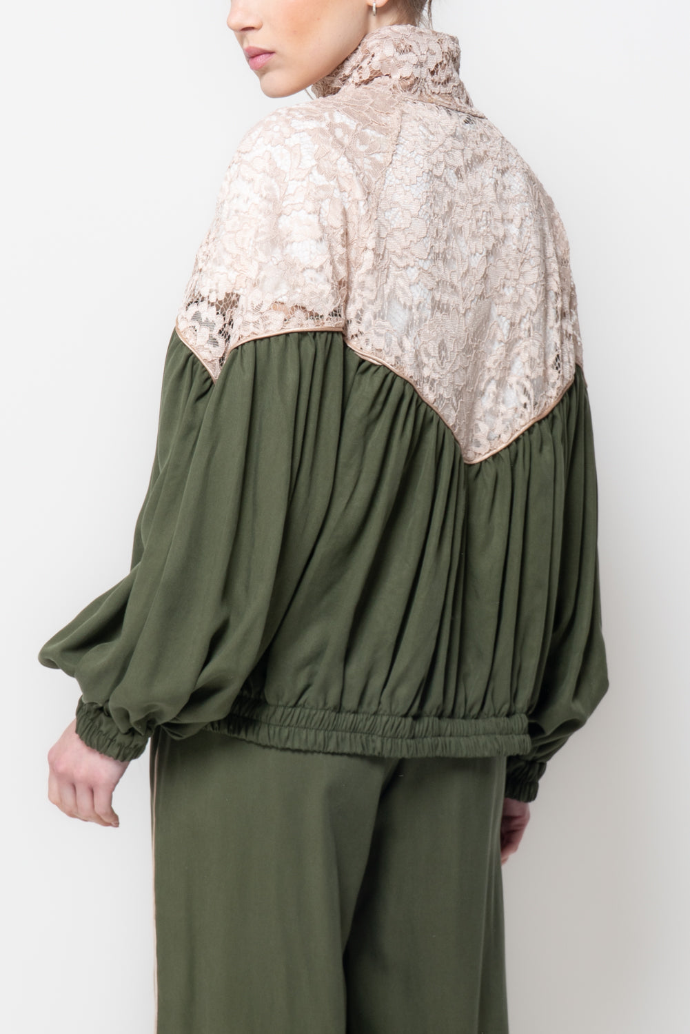 Bomber bicolore con pizzo