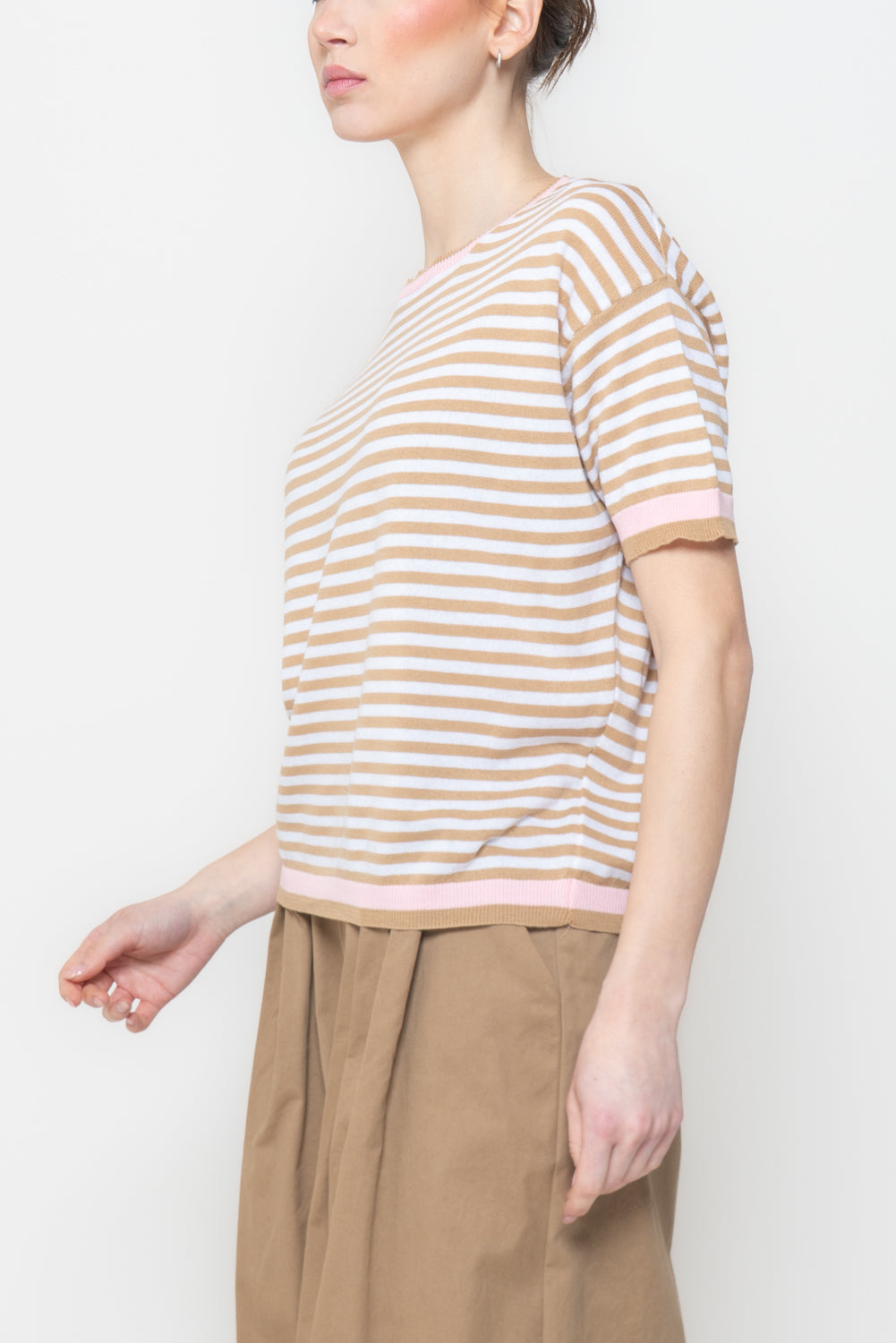 T-shirt in maglia a righe in cotone