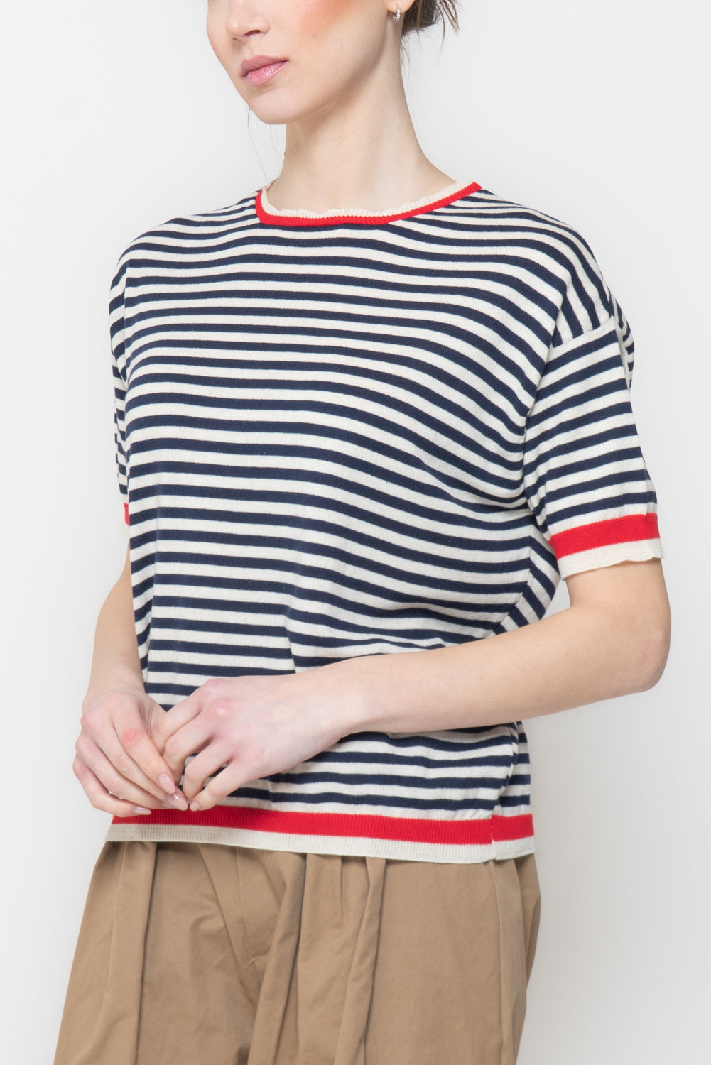 T-shirt in maglia a righe in cotone