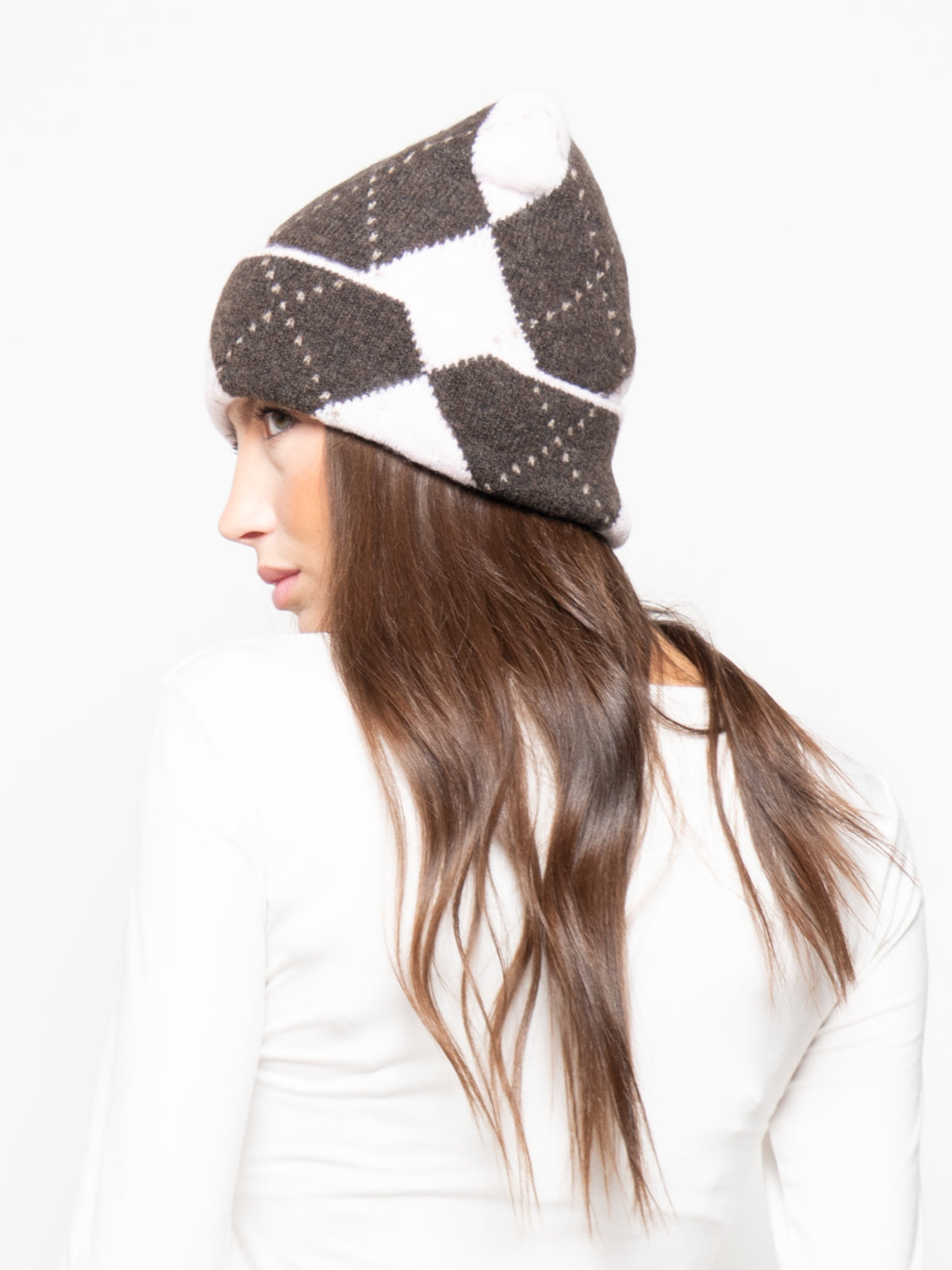 Berretto in maglia jacquard a motivo geometrico