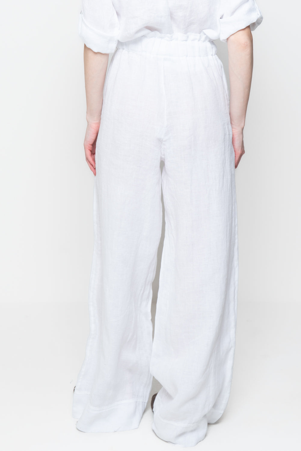 Pantaloni Palazzo in Lino con Pinces