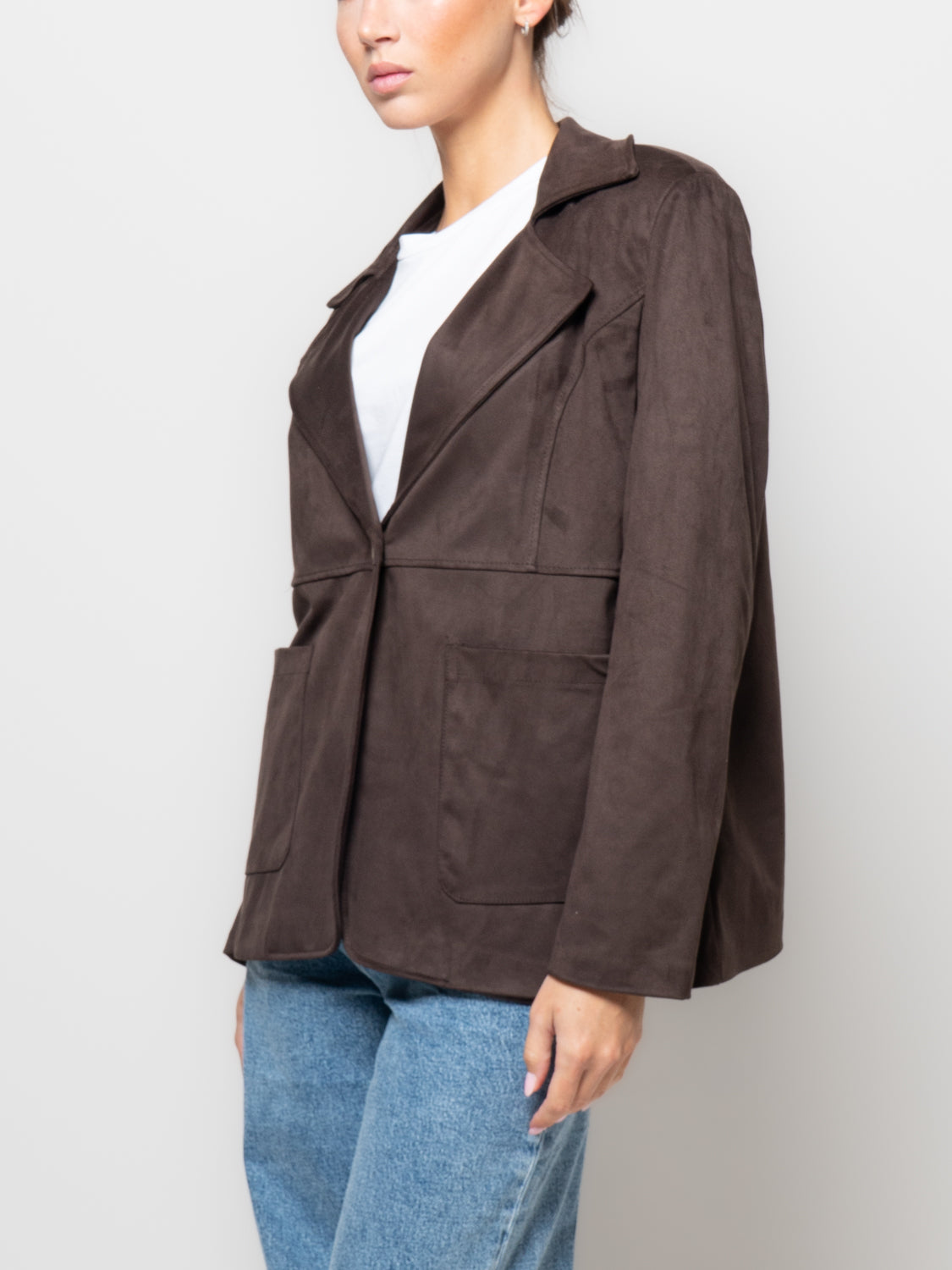 Giacca in suede con cuciti